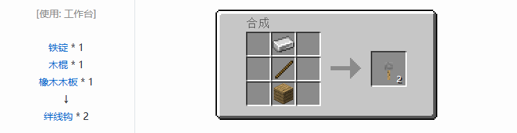我的世界绊线钩合成方法